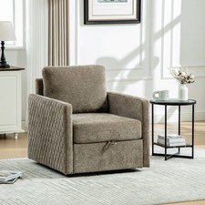 Sillón Tapizado Giratorio 360° 29.5''W con Almacenamiento Oculto, Cómodo Diamond-Sha