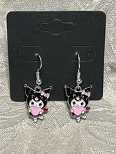 Kuromi Heart Love Cupid Gold Charm Drop Dangle Fun Boho Hello Kitty Earrings