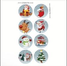 40 PCs Round 1 Xmas Stickers Santa Reindeer Snowman Penguin Tree Small Business