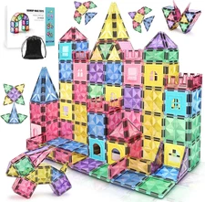 Magnetic Tiles, Magnetic Building Blocks for Kids Ages 3+ and STEM Magnet Toys,