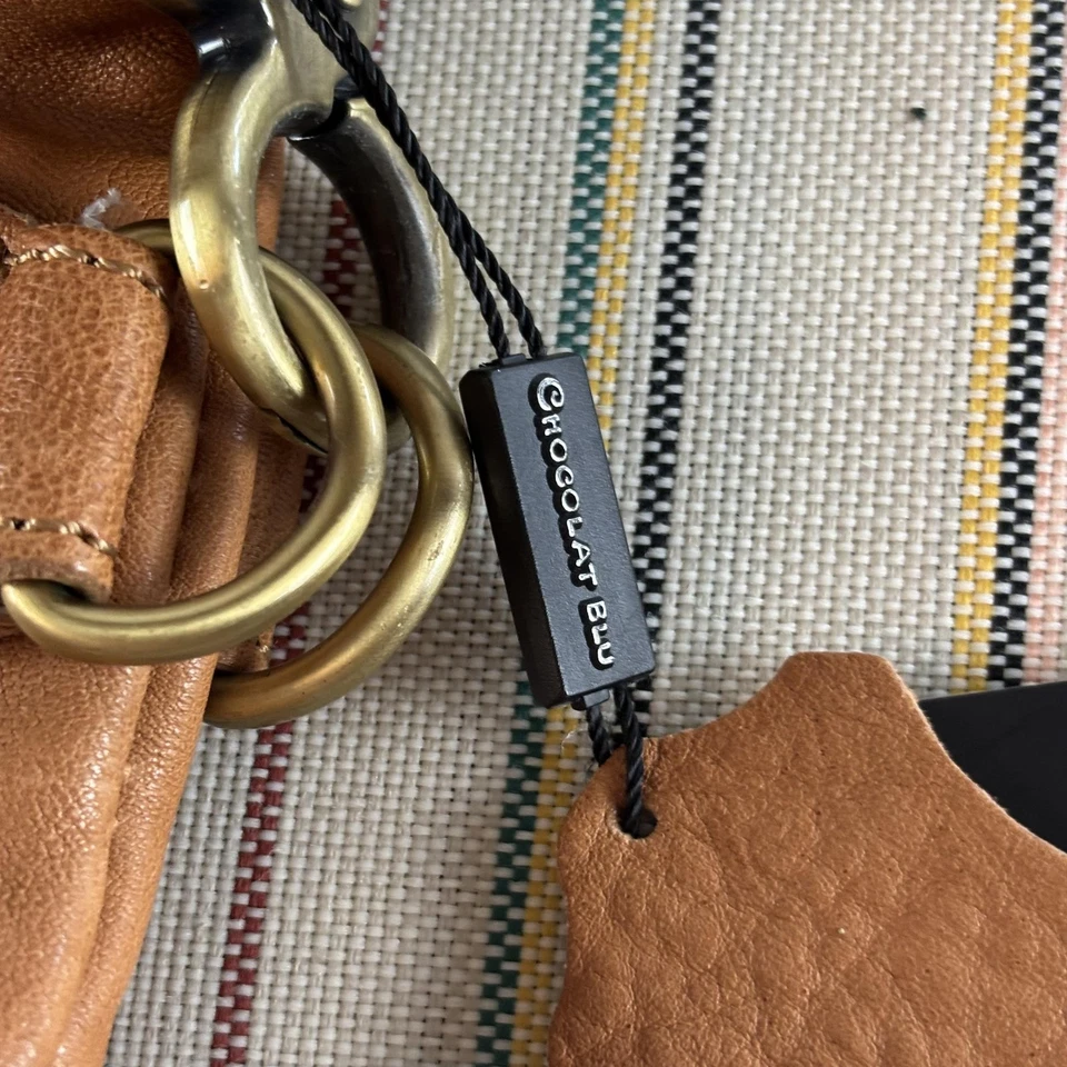 Bolso Bandolera Convertible de Cuero Azul Chocolat para Mujer Marrón Tostado Nuevo con Etiquetas Foto 4 de 4