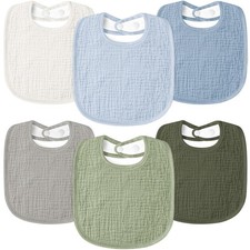 6 Pack Soft Square Adjustable Cotton Muslin Baby Bandana Drool Bibs Unisex