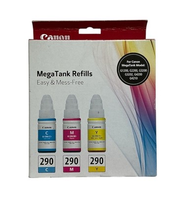 Canon Genuine GI-290 MegaTank Refills Cyan Magenta Yellow Sealed