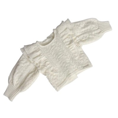 American Girl Ruffles Sparkle Sweater Cream Metallic Knit AG X Something Navy