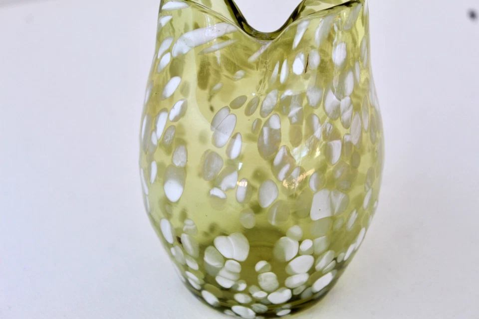 Vase Studio Art Glass Light Green Spotted Oval  - Offers welcome! - Image 3 of 4