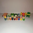 Fisher-Price Vintage Little People Lot Wooden and Plastic Figures & Vehicules