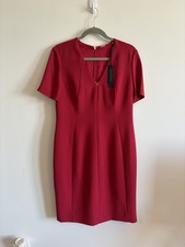 Elie Tahari Red Short Sleeve Sheath Dress Size 12