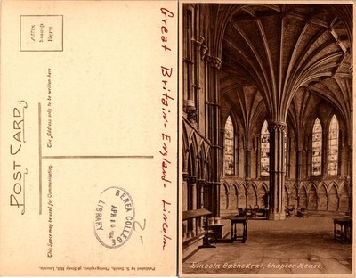 Lincoln Cathedral Chapter House Postcard Inside Architecture Landmark