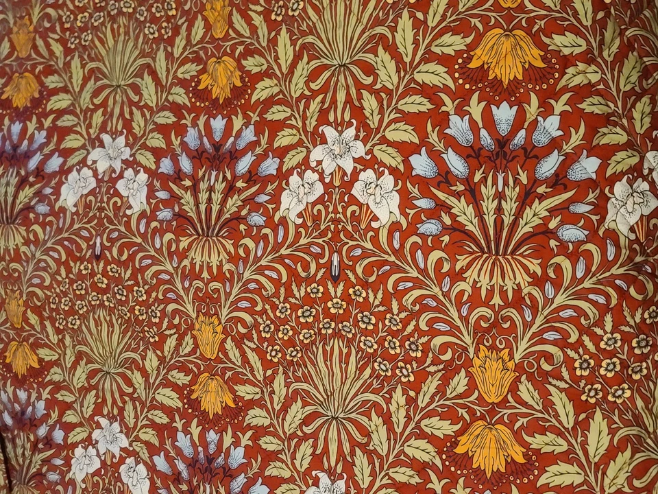 Colcha William Morris GARDEN Red King QUILT de 106" x 90" nueva reenvasada Foto 4 de 4