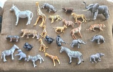 Lot Of 27 Realistic Safari Jungle Toy Animals 2.75" To 7" Elephants, Zebras,...
