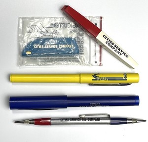 Vintage OXY Cities Services Oil Company Collectible Set Pen Pencil Paper Cutter