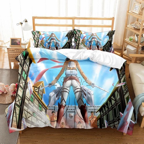 Attack On Titan Bedding Set 2/3 PCS Quilt Duvet Cover Dorm Single Double King UK - Picture 10 of 18