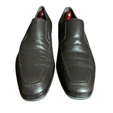 Bruno Magli Shoes Mens 10 Brown Gray Leather Raging Slip On Loafers Made Italy