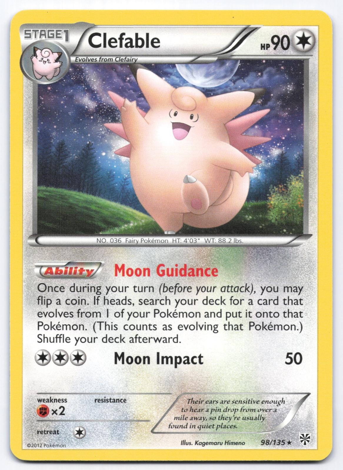 Clefable 98/135 Plasma Storm Non-Holo Rare Pokemon Card Kagemaru Himeno LP