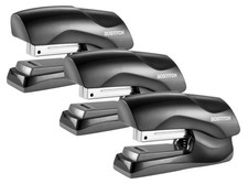 3 Pack Black Compact Stapler No Jam Technology Staples 40 Sheets Flat Clinch
