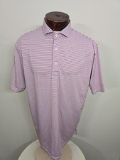 Turtleson Mens Large Red White Blue Striped Short Sleeve Golf Polo Shirt