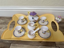 Disney Beauty  The Beast Mrs. Potts Tea Set w/ Tray, Saucers WORKS Sounds 