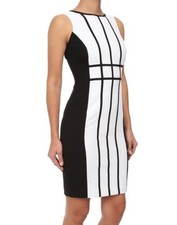 Calvin Klein black-and-white, lined, geometric panel dress - Size 4
