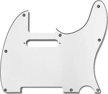 Primo Pickguard for Telecaster, S-S Pickup ConfigurationWhite 3-Ply (W/B/W) .090