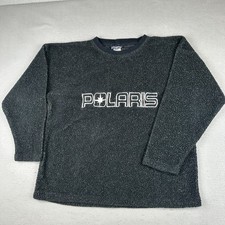 Vintage Polaris Sweatshirt Mens Large Black Fleece Deep Pile Made In USA