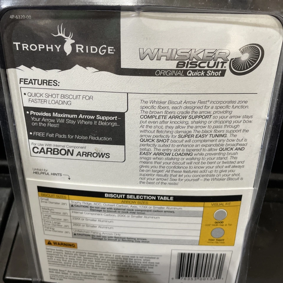 Trophy Ridge Whisker Biscuit quick Shot Carbon Arrow Loading Right Hand Medium - Image 4 of 4