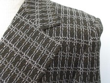 Vtg 70s Brown Beige Geometric Grid Knit Disco Pimp Blazer Jacket Wide Lapel 38