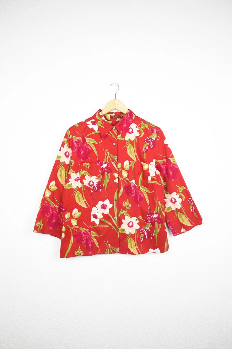 Womens Burberry Red Label Floral Red Pattern Cropped Blazer Jacket