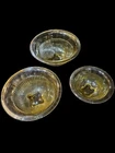 VNTG 1940s MCM 3 Hazel Atlas Yellow Rolled Rim Ribbed Glass Nesting Mixing Bowls
