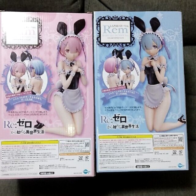Re:Zero Rem Ram Bare Leg Bunny Ver B-style 1/4 Figure Set New