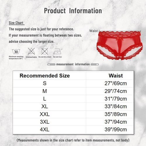 Men's Leather Hollow Out Sissy Lace Trim Briefs Sexy Low Waist Panties Underwear - Picture 25 of 32
