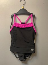 Speedo Girls Sporty Splice Tankini Swimwear 2 Piece Swimsuit    -   AB-21