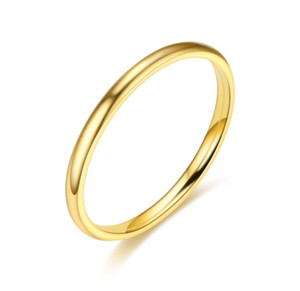Authentic 2mm Gold Plated Stackable Ring Wedding Band Women Girl size 3-13