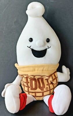 VINTAGE PROMO DAIRY QUEEN 13'' CURLY TOP PLUSH ICE CREAM CONE 1999 WITH BAG
