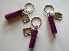 Lot of 3 Purple Keyring/Keychain Urns wVials for Ashes Photo Charm 2more ea.