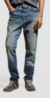 $850 Lost Daze Men's Blue Portal Smiley Graphic Straight Jeans Pants Size 32