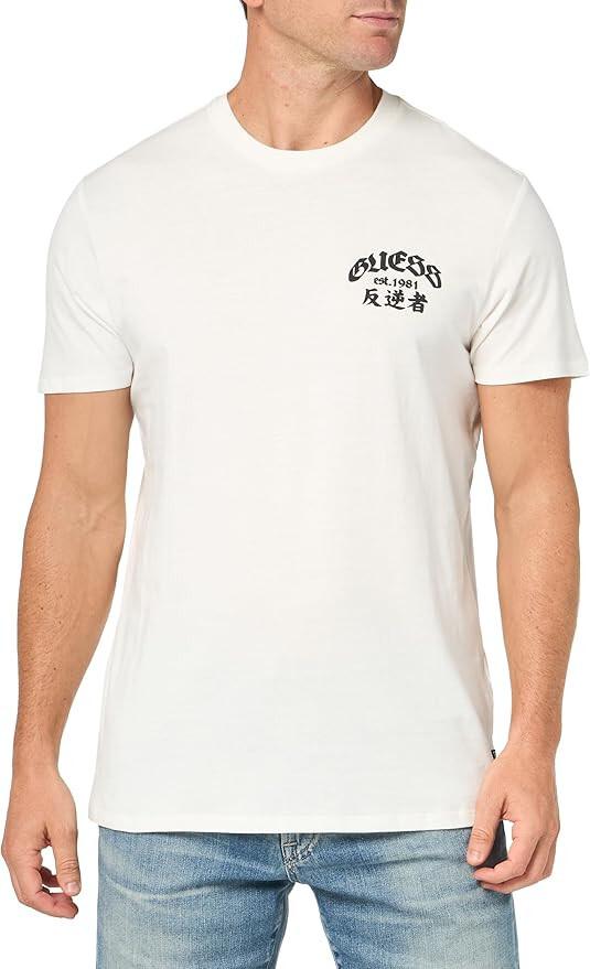 Мужская футболка GUESS SS BSC Eaglw Tribal Tee белый Алиссум Мульти маленький размер 5790₽