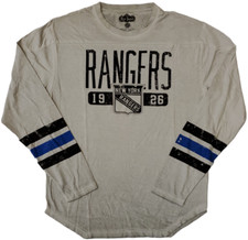 New York Rangers 1926 Long Sleeve T-Shirt Grey Distressed Logo NYR116
