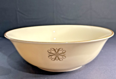 Lenox Centerpiece 9'' Serving Bowl Ivory Gold Trim  Avon Presidents Club 1980