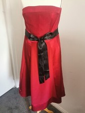 Beautiful 50s Inspired Red Strapless Dress UK 14 Prom Satin Bridesmaid New Look