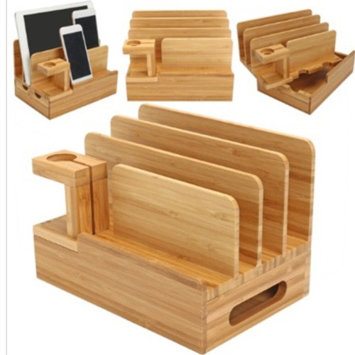 Bamboo and Wood Charger Charging Stand Compatible Phone Station Display Bracket - 第 3/12 張圖片