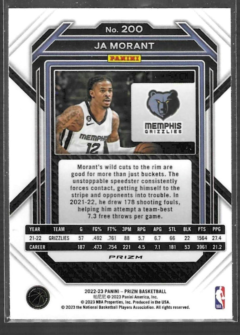 その他 2023 Prizm HOLO Optic Ja Morant set of 2 2023-24 OPTIC JA MORANT #190 CHECKERBOARD PRIZM SSP CASE HIT