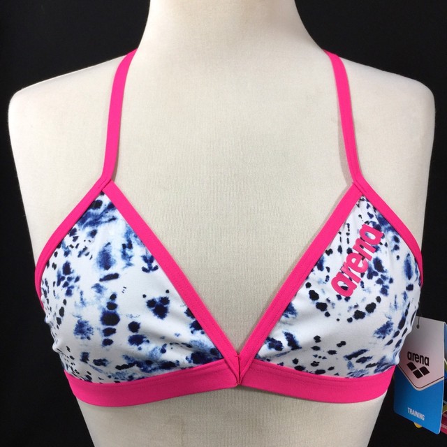 blue and white bikini top