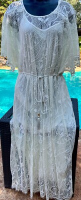 Johnny Was JADE Lace SAWYER Midi DRESS 2-Piece Layers ELEGANT with TASSELS  NEW w | eBay