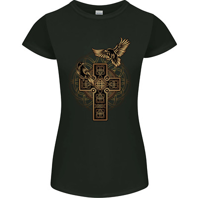 Odins Celtic Raven Viking Thor Ragnar Norse Womens Petite Cut T-Shirt
