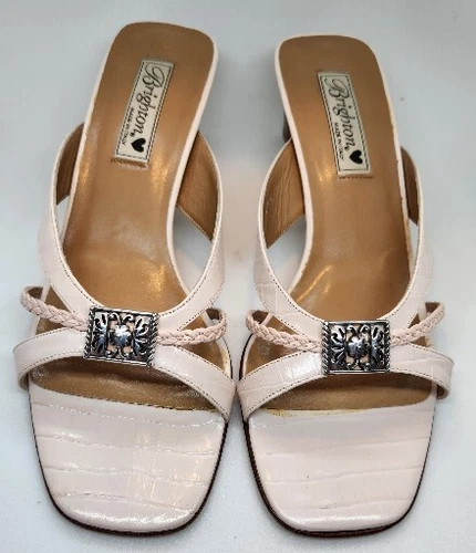 New Brighton Cream & Pink Kayla Heeled Sandals Size 9.5