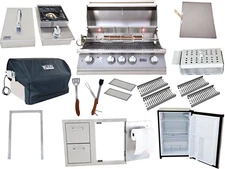 Lion Grill Package 32" Grill, Side Burner, Mini Fridge + Storage Door/Drawers!
