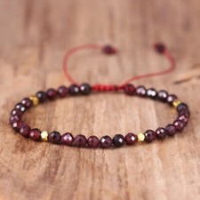 Natural 4mm Garnet Stone Dainty Bracelet burgundy Gemstone Bracelet Minimalist