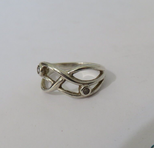 Sterling Silver Cubic Zirconia Ring Band Size 6.75 - Picture 5 of 7