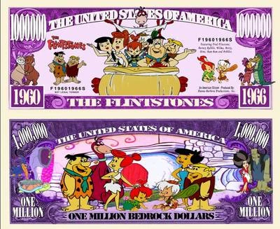 Flintstones Million Dollar Bill Play Funny Money Novelty Note + FREE SLEEVE