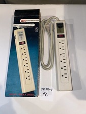 6 Outlet Power Strip With 15 Amp Breaker 4  Cord Lighted Switch Holes To Hang